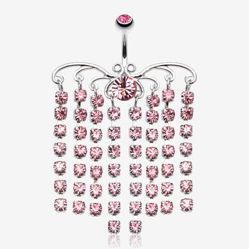 Sparkling Curtain Chandelier Belly Ring-Light Pink